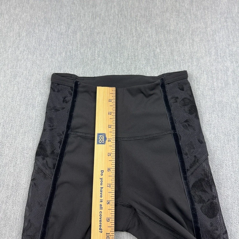 Lululemon Leggings Womens 2 Black Velvet Wunder Under Crop High-Rise Flocked Gym